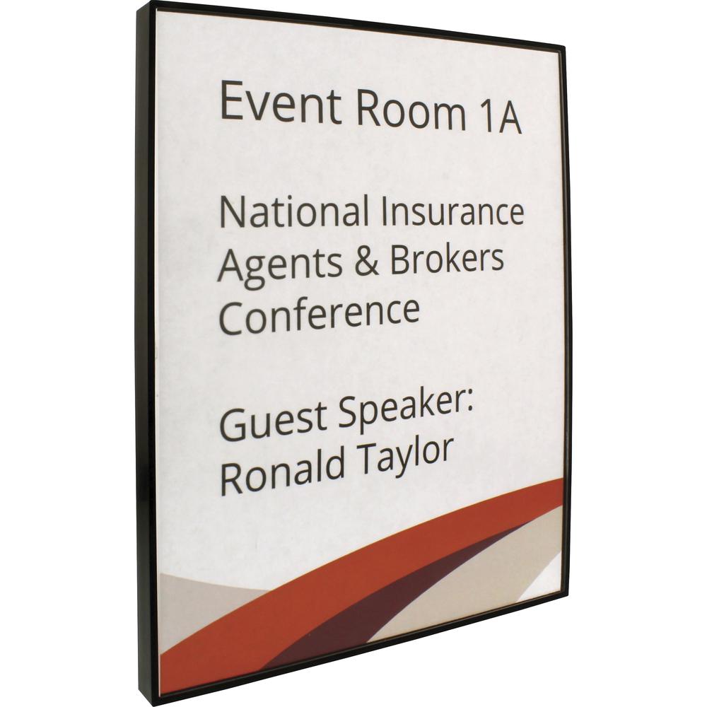 Lorell Snap Plate Architectural Sign - 8.5" Width x 11" Height - Rectangular Shape - Surface-mountable - Easy Readability, Injection-molded, Easy to Use - Plastic - Black - 1 Each. Picture 3