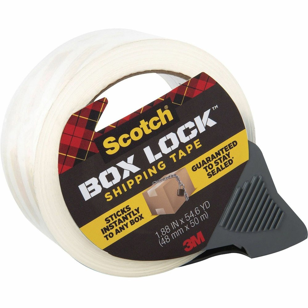 Scotch Box Lock Packaging Tape - 54.60 yd Length x 1.88" Width - Clear - Dispenser Included - 1 Roll. Picture 3