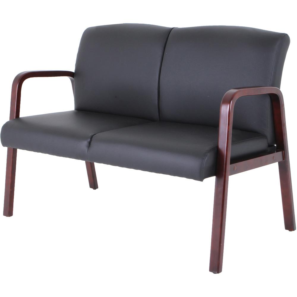 Lorell Upholstered Loveseat - Wood Frame - Black Mahogany - Bonded Leather - Armrest - 1 Each. Picture 5