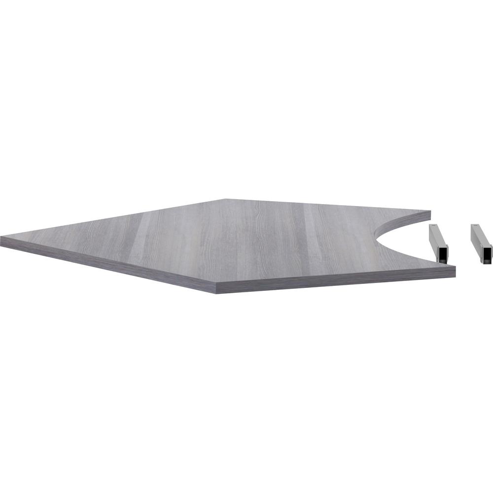Lorell Relevance Series Curve Worksurface for 120 Workstations - Weathered Charcoal Laminate Rectangle Top - Contemporary Style - 47.25" Table Top Length x 34.13" Table Top Width x 1" Table Top Thickn. Picture 6