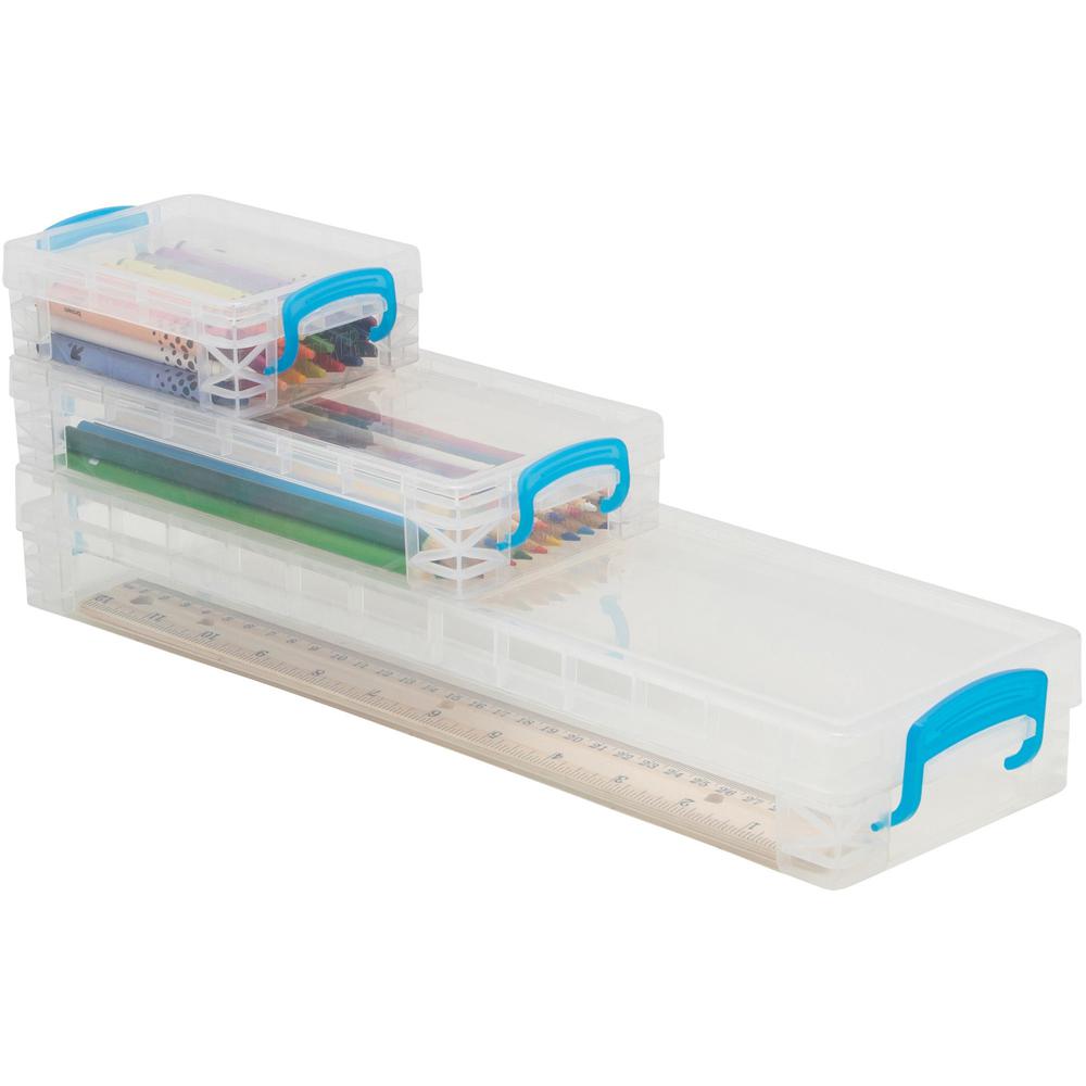 Super Stacker School Kit - Snap-tight Closure - Heavy Duty - Stackable - Plastic - Transparent - For Pen/Pencil, Marker, Crayon, Ruler, Office, School, Home, Paper Clip, Rubber Band, Craft Supplies, S. Picture 7