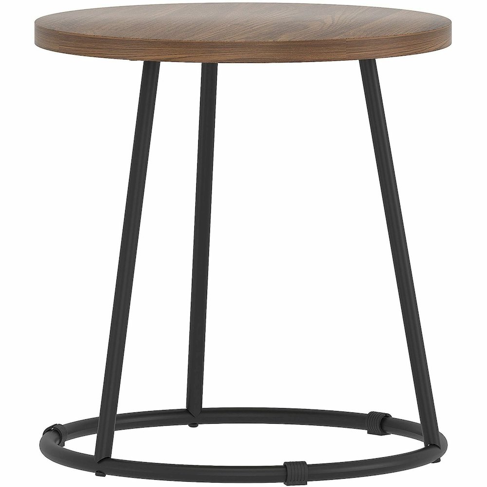 Lorell Accession End Table - Round Top - Powder Coated Four Leg Base - 4 Legs - 200 lb Capacity - 1" Table Top Thickness x 19" Table Top Diameter - 19.75" Height - Assembly Required - Walnut - Laminat. Picture 6