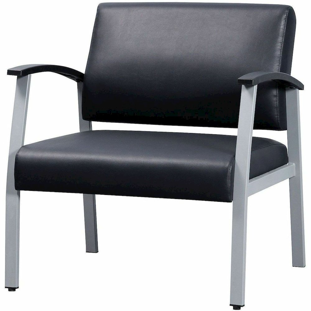 Lorell Healthcare Reception Big & Tall Antimicrobial Guest Chair - Vinyl Seat Material - Vinyl Back Material - Powder Coated Silver Frame Color - Steel Frame Material - Four-legged Base - Black, Silve. Picture 7