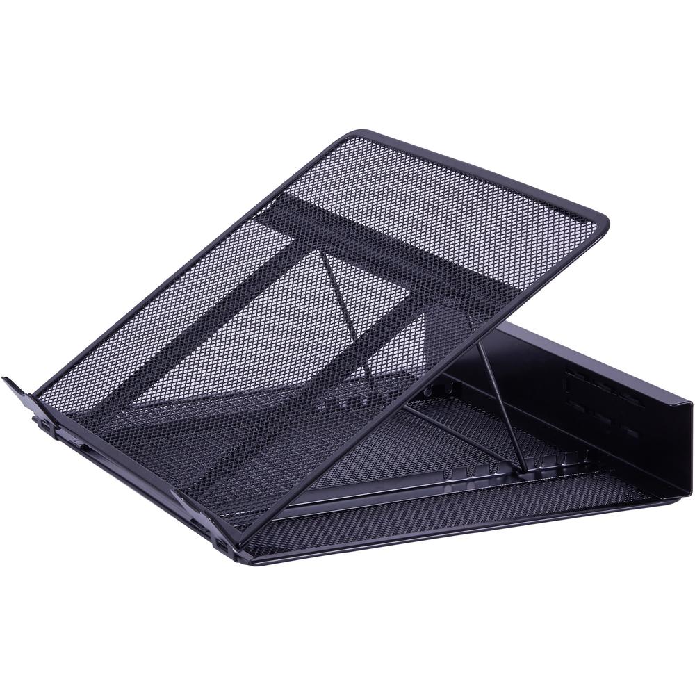 Lorell Mesh Laptop Stand - 3.50" Height x 13" Width x 11.50" Depth - Desktop - Steel, Metal - Black. Picture 10