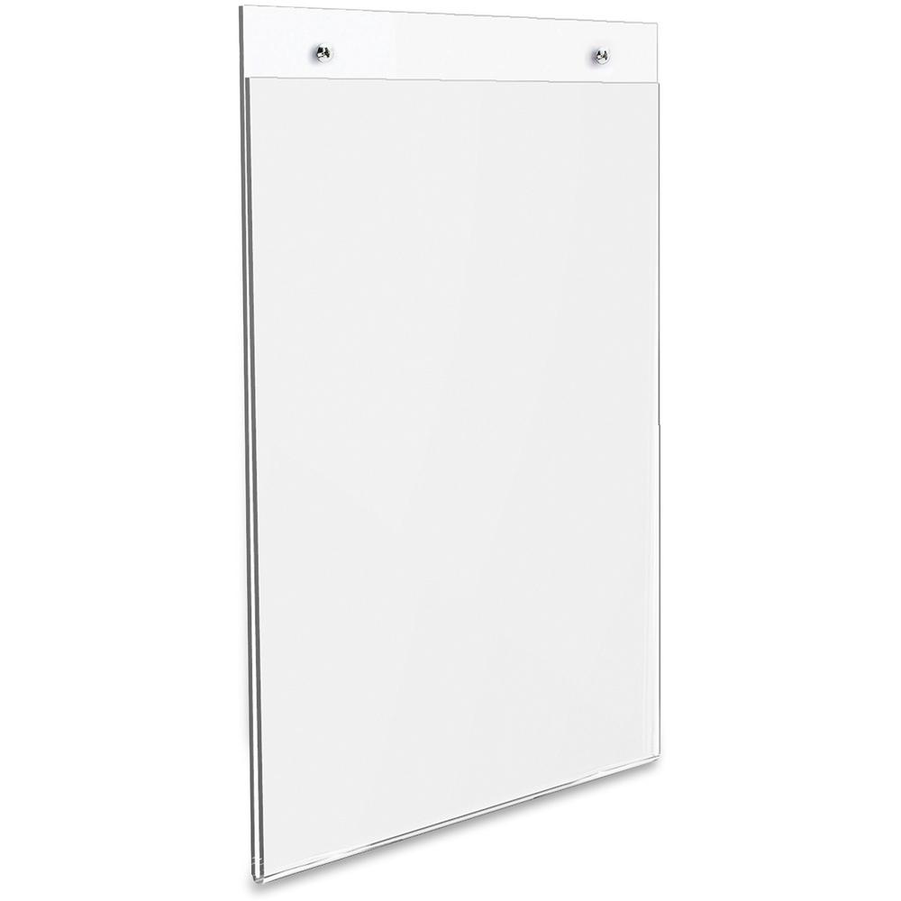 Lorell Wall-Mounted Sign Holders - Support 8.50" x 11" Media - Acrylic - Clear - 2 / Pack. Picture 2