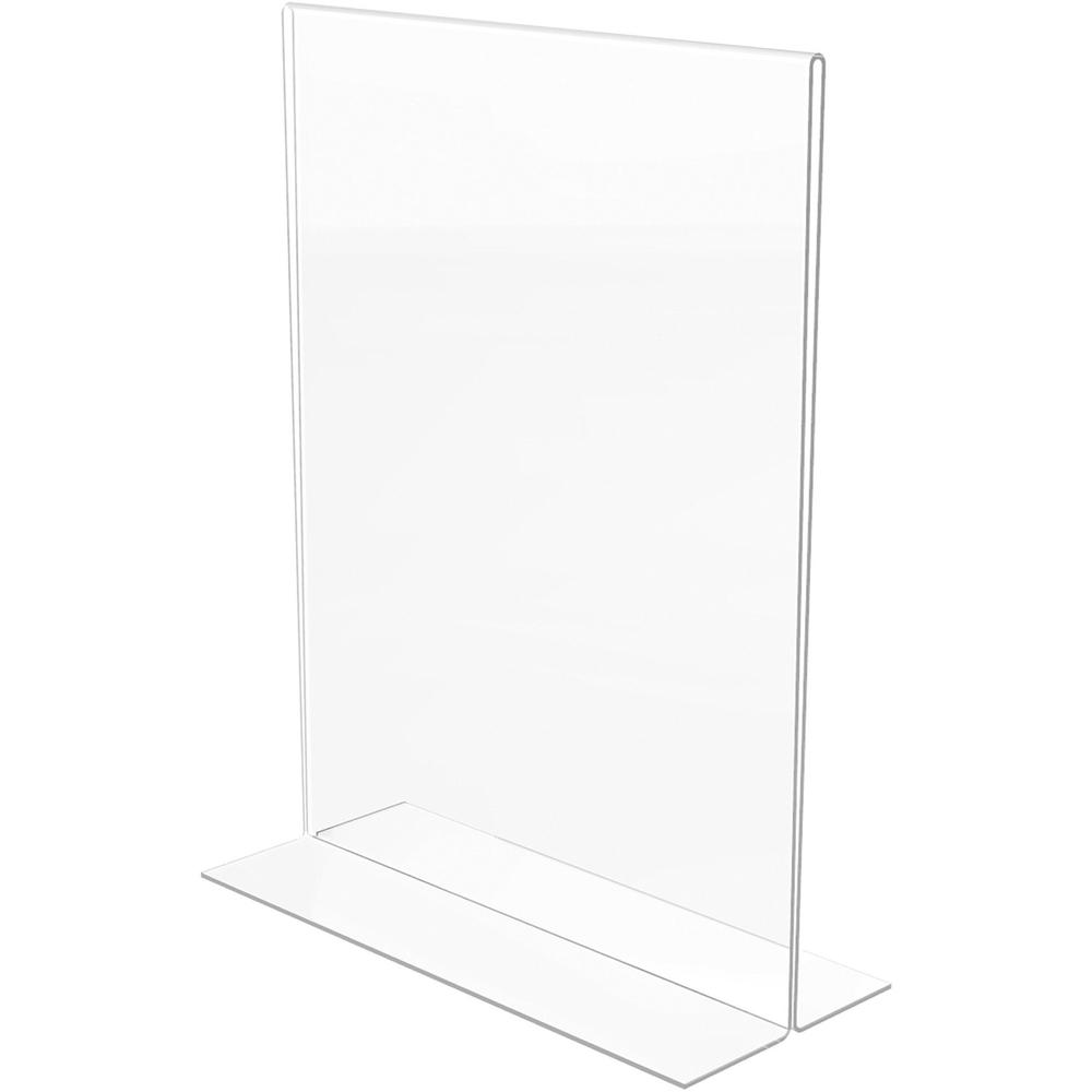 Lorell T-base Standing Sign Holders - Support 8.50" x 11" Media - Acrylic - Clear - 2 / Pack. Picture 6