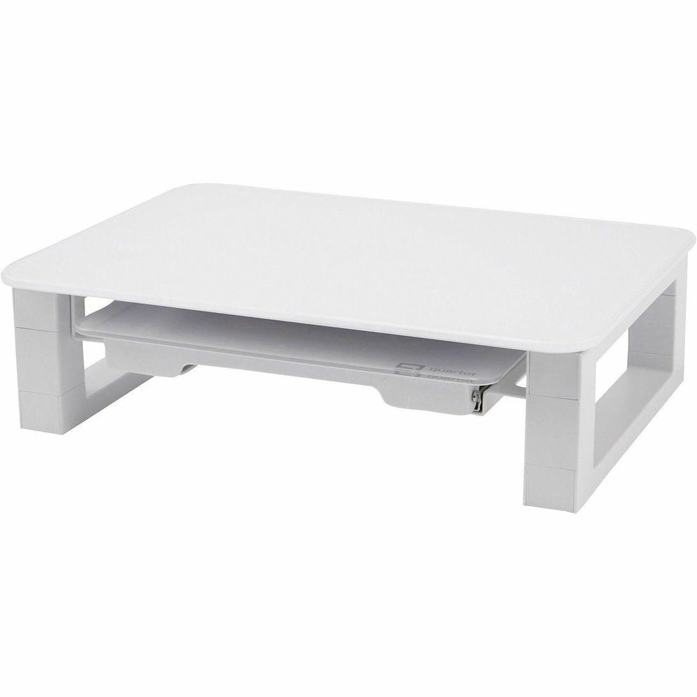 Quartet Monitor Riser with Glass Dry-Erase Board Desktop - 100 lb Load Capacity - 5" Height x 10" Width - Desktop - White - For Notebook, Monitor - Adjustable Leg, Non-skid, Sturdy, Accessory Tray. Picture 7