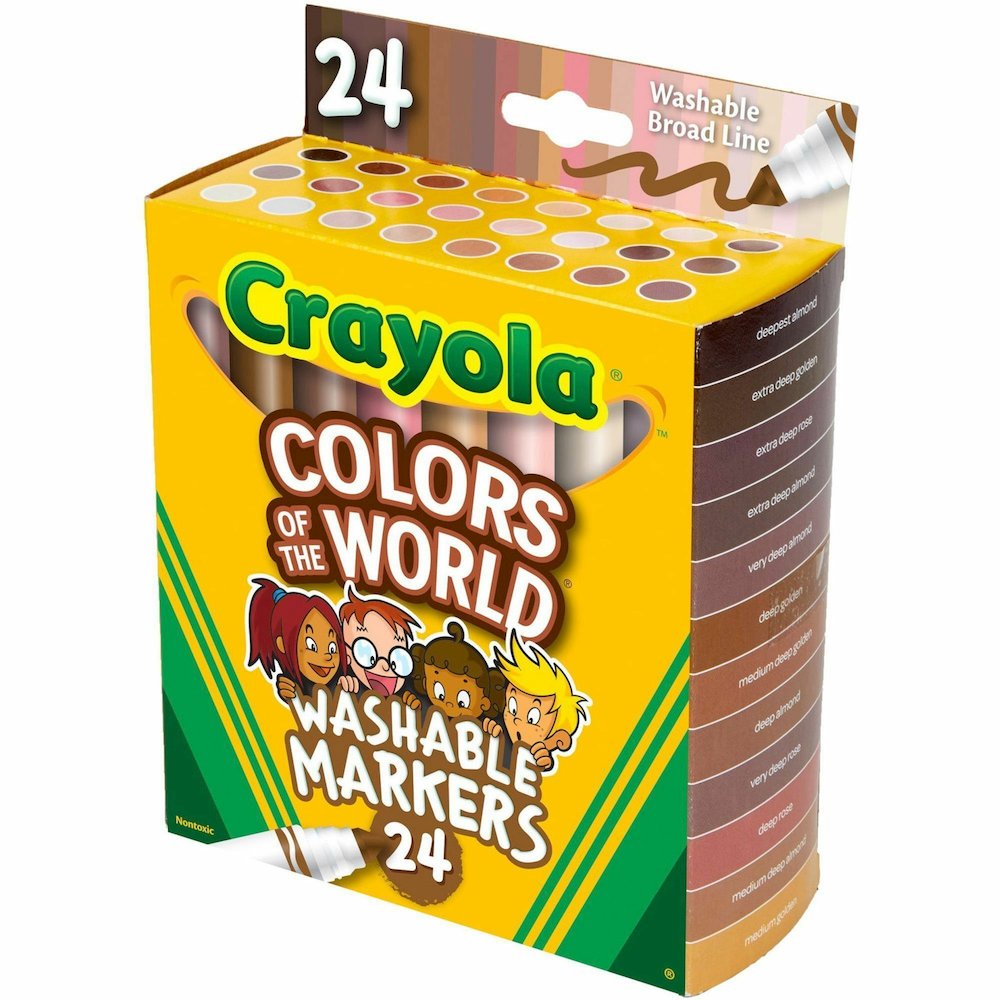 Crayola Colors Of The World Marker - Washable - Deepest Almond, Medium Golden, Light Rose Ink - 24 / Pack. Picture 4