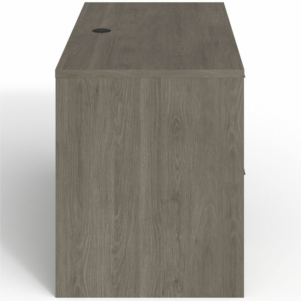 Lorell Prominence 2.0 Left Return - Rectangle - 29" Height x 48" Width x 24" Depth, 1" Thickness Top - Total Drawer(s): 2 - Band Edge - Material: Particleboard - Finish: Gray Elm, Thermofused Melamine. Picture 7