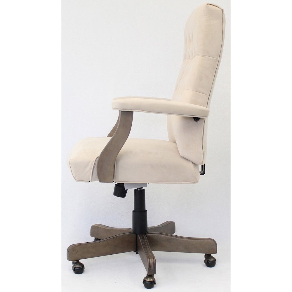 Boss Executive Commercial Linen Chair - Champagne Seat Color - Velvet, Linen Seat Material - Champagne Back Color - Velvet, Linen Back Material - Driftwood Frame Color - Mid Back - 5-star Base - Armre. Picture 3