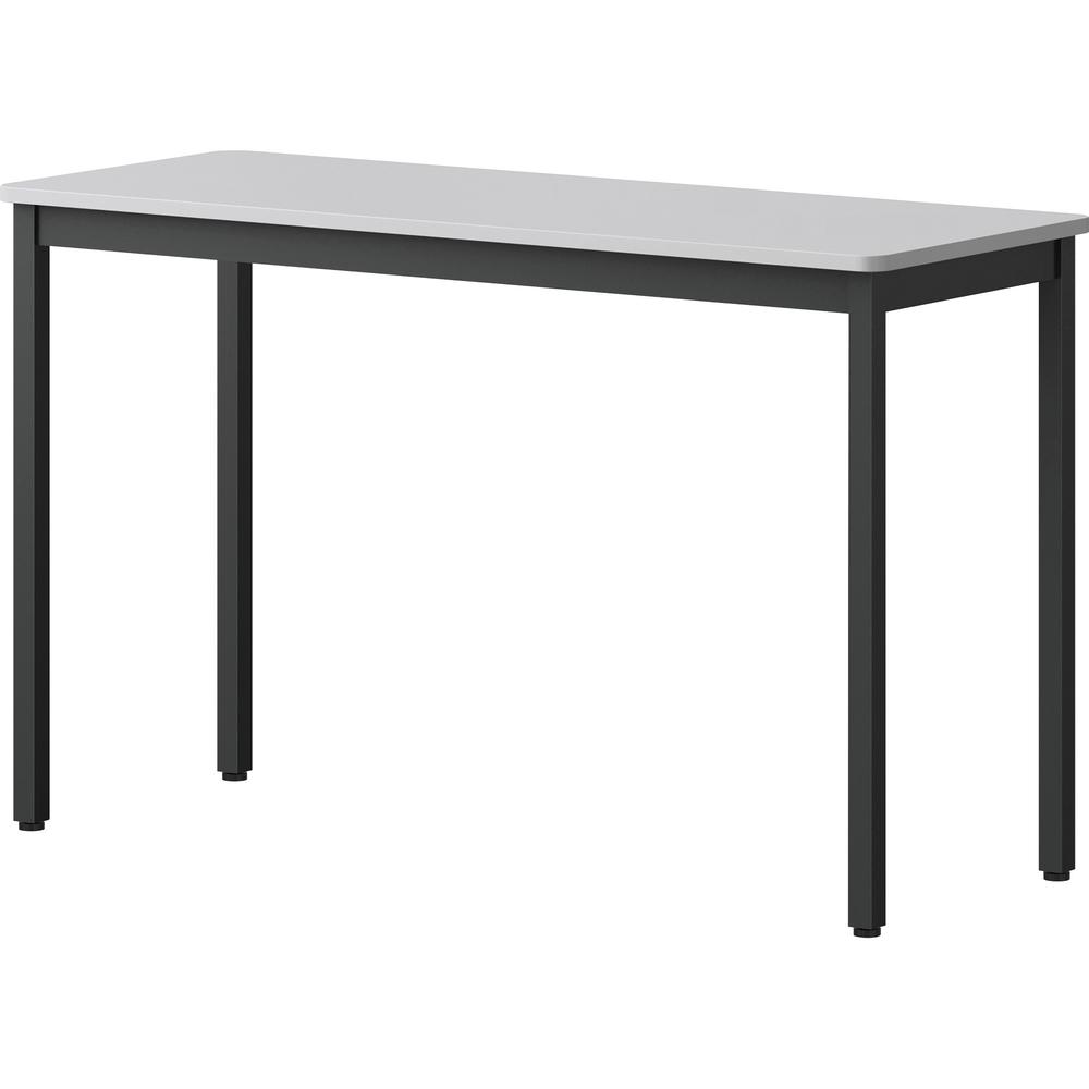 Lorell Utility Table - Gray Rectangle, Laminated Top - Powder Coated Black Base - 500 lb Capacity - 47.25" Table Top Width x 18.13" Table Top Depth - 30" Height - Assembly Required - Melamine Top Mate. Picture 5