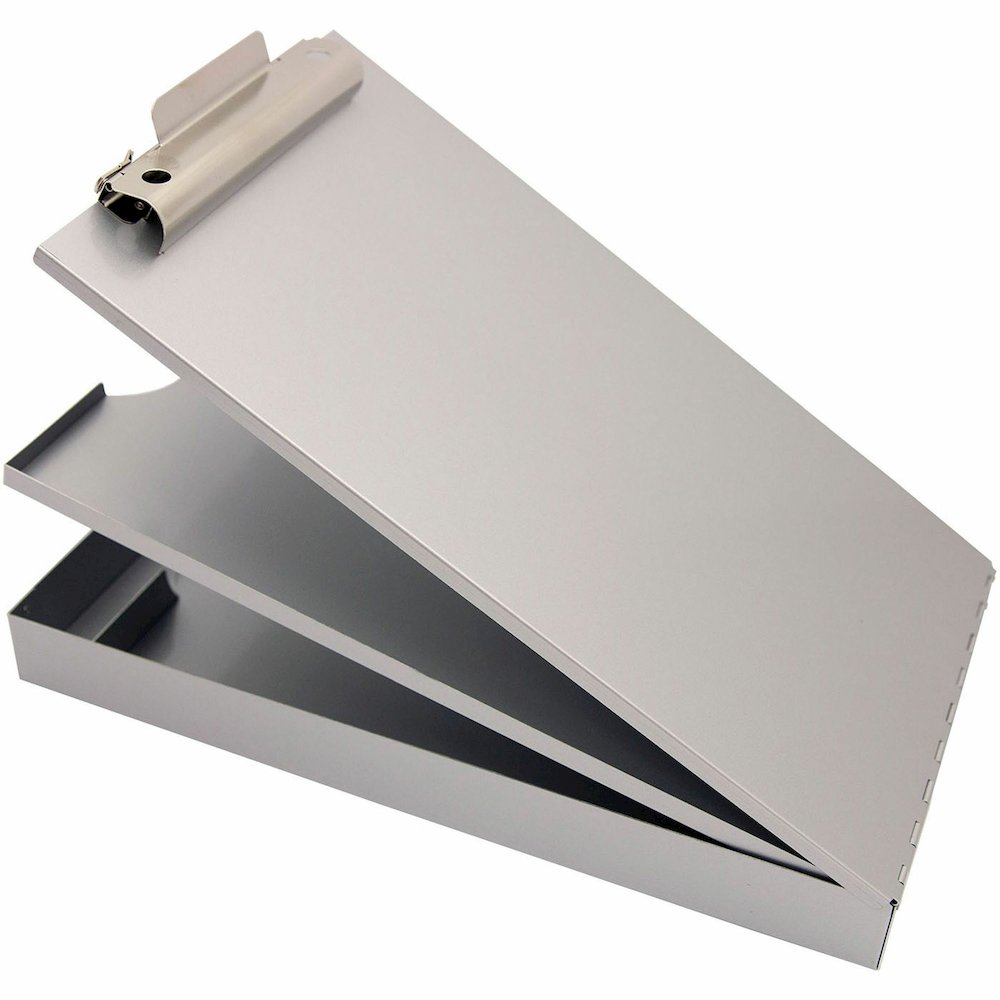 Saunders Cruiser Mate Form Holder with Storage - 1" Clip Capacity - Top Opening - 8 1/2" x 14" Sheet Size - Aluminum - Gray - 1 Each. Picture 5