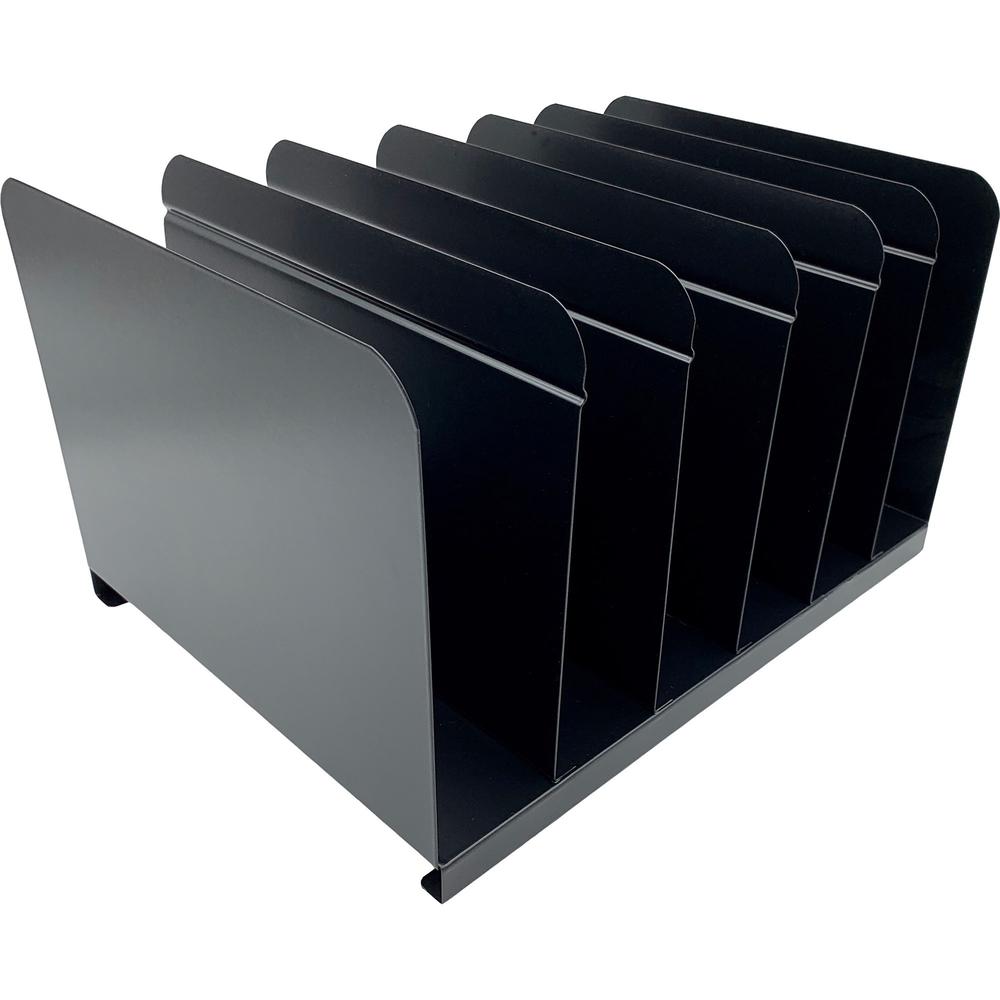 Huron 6-slot Vertical Book Rack - 6 Compartment(s) - Vertical - 9" Height x 15" Width x 11" Depth - Durable - Black - Steel - 1 Each. Picture 5