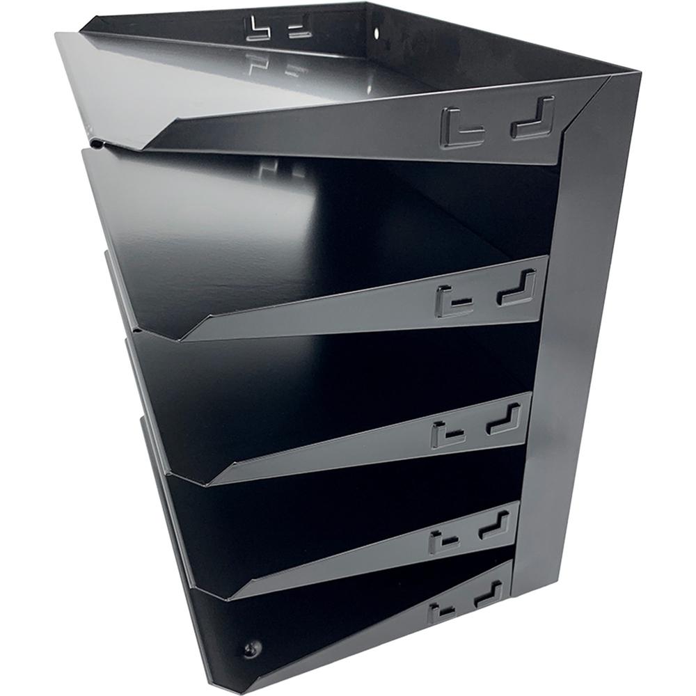 Huron Horizontal Slots Desk Organizer - 5 Compartment(s) - Horizontal - 12" Height x 8.75" Width x 12" Depth - Durable - Black - Steel - 1 Each. Picture 5