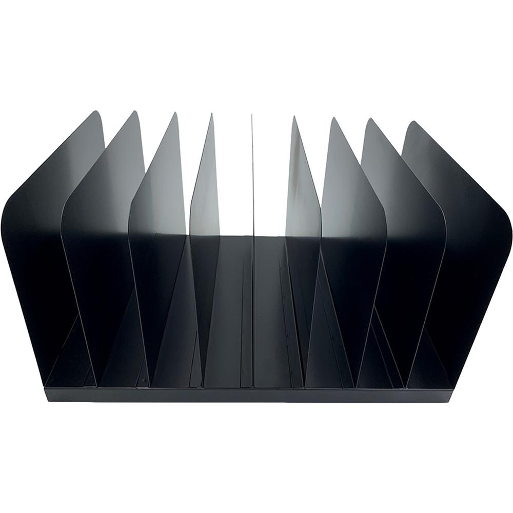 Huron Vertical Desk Organizer - 8 Compartment(s) - Vertical - 7.75" Height x 11" Width x 15" Depth - Durable - Black - Steel - 1 Each. Picture 3