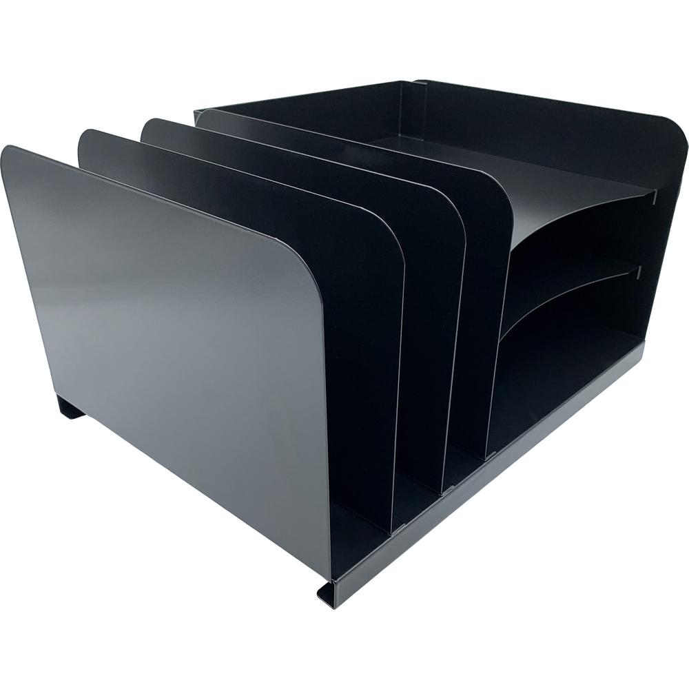 Huron Combo Slots Desk Organizer - 6 Compartment(s) - Horizontal/Vertical - 8" Height x 15" Width x 11" Depth - Durable - Black - Steel - 1 Each. Picture 4