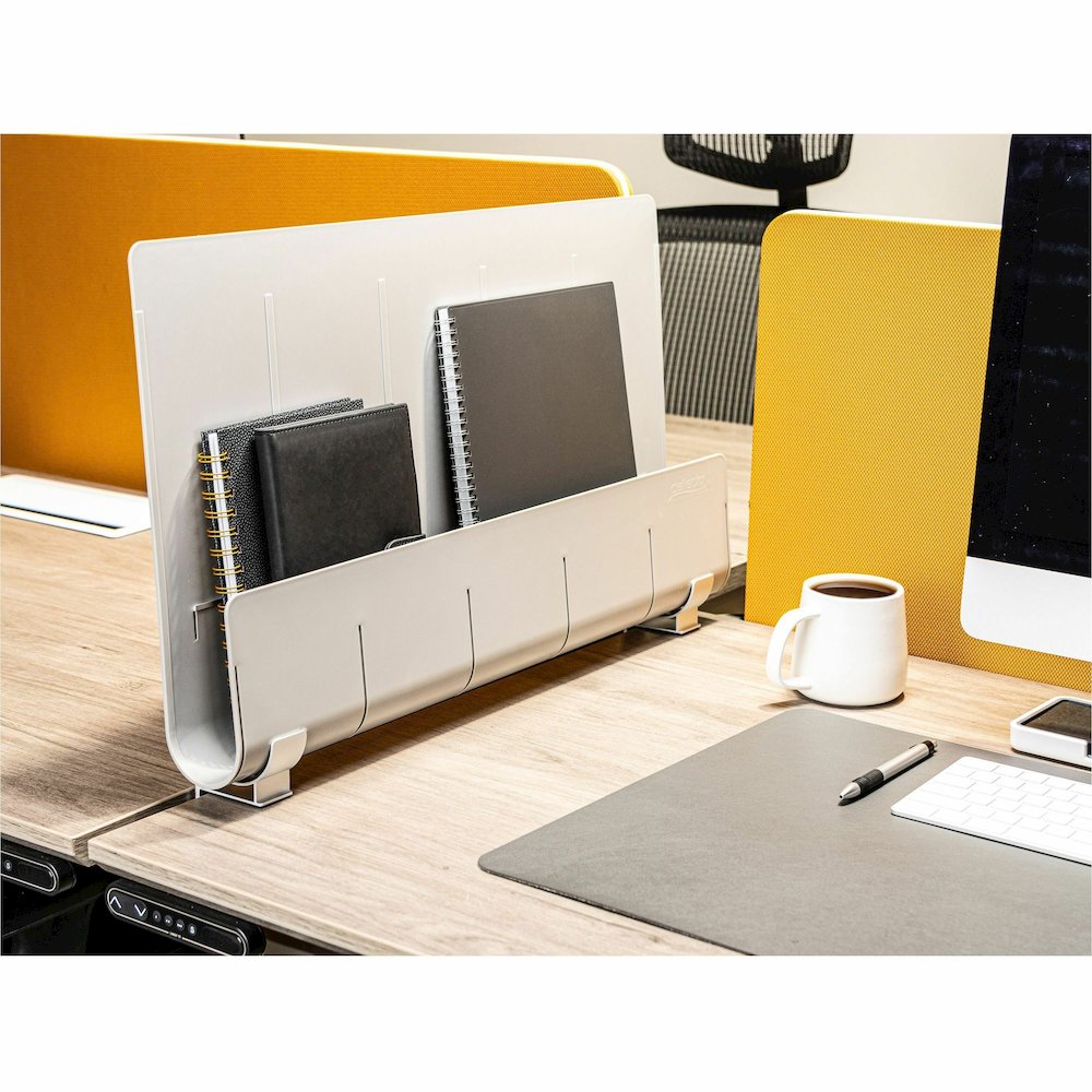 Deflecto Standing Desk Privacy Panel Organizer - 16.35" Height x 24" Width x 2.70" Depth - Gray - Acrylonitrile Butadiene Styrene (ABS) - 1 Each. Picture 8