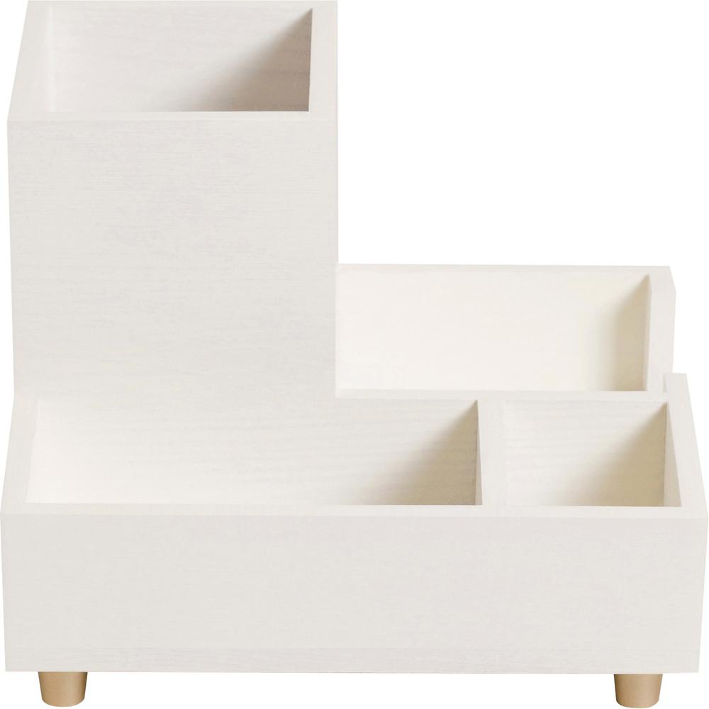 U Brands Juliet Collection Compartment Cup - 4.5" Height x 6" Width x 6" Depth - Pine Wood, Brass - White - 1 Each. Picture 7