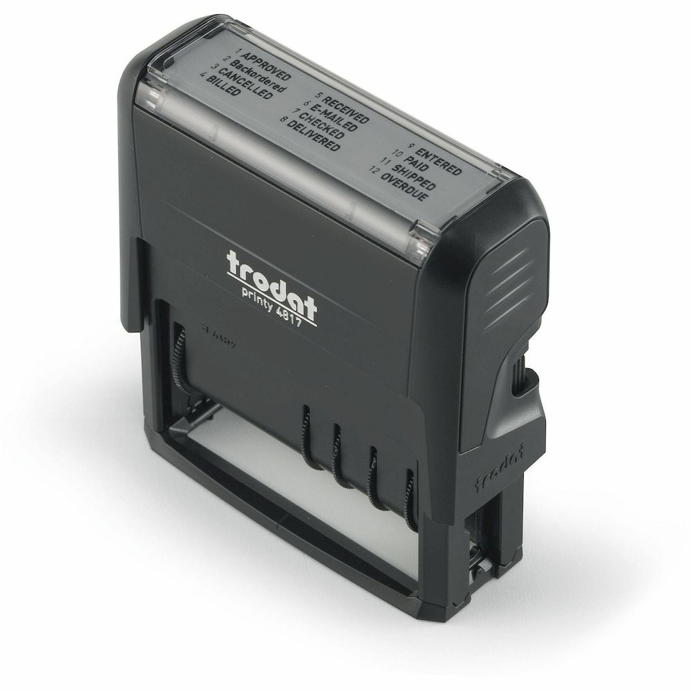 Trodat 12-Message Business Stamp - Message Stamp - ANSWERED, BACKORDERED, CANCELLED, BILLED, RECEIVED, CHARGED, CHECKED, DELIVERED, ENTERED, PAID, SHIPPED, ... - 0.37" Impression Width - 10000 Impress. Picture 9