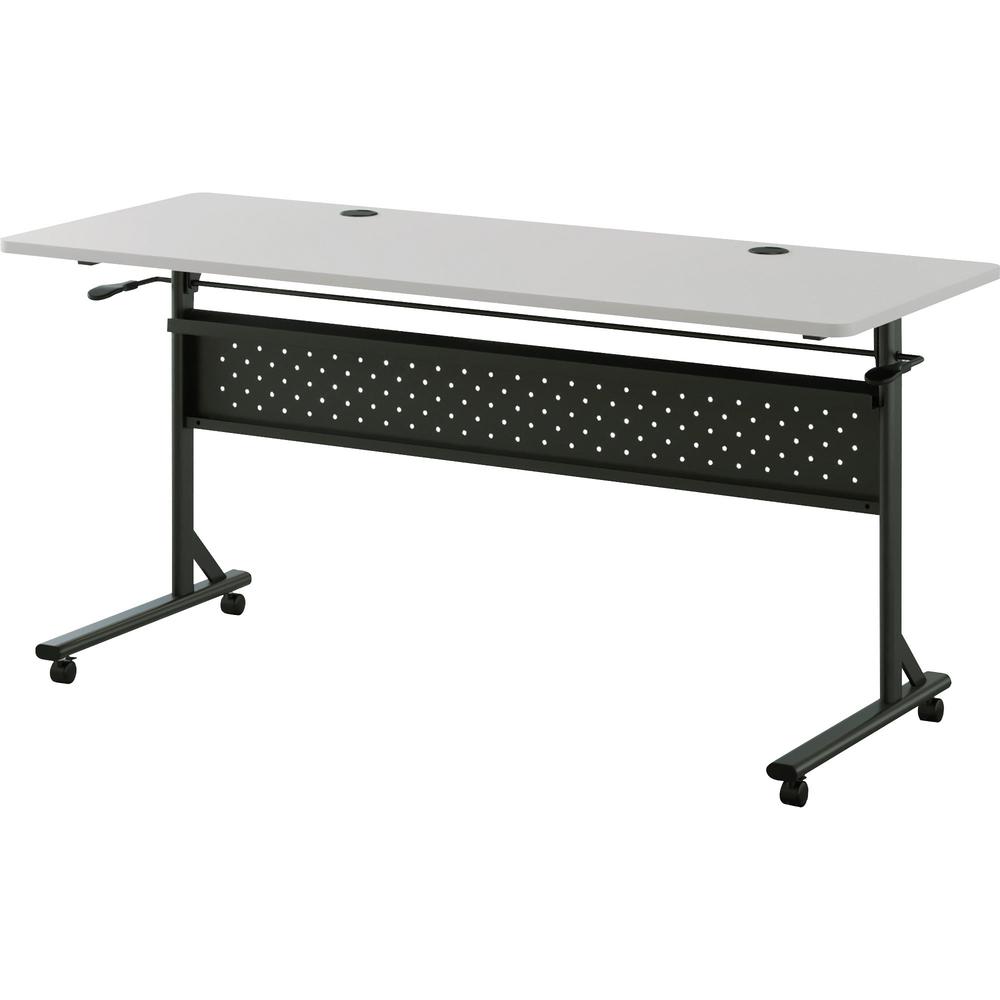 Lorell Shift 2.0 Flip and Nesting Mobile Table - Laminated Rectangle Top - 198 lb Capacity - 60" Table Top Length x 24" Table Top Width x 1" Table Top Thickness - 29.50" Height - Assembly Required - G. Picture 7