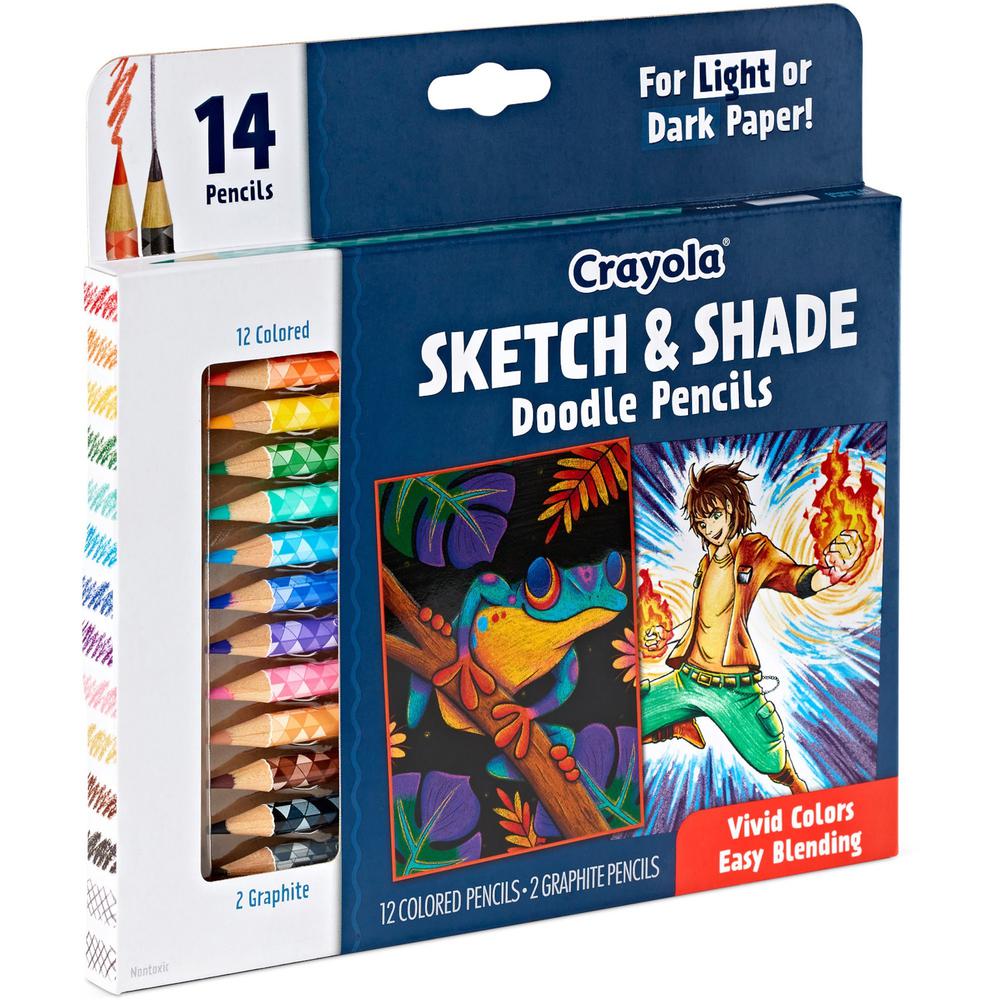 Crayola Sketch & Shade Doodle Pencils - Graphite Lead - 2H, HB - Multicolor Barrel - 14 / Pack. Picture 4
