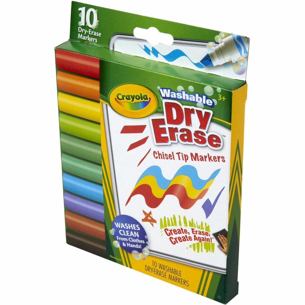 Crayola Washable Dura-Wedge Tip Dry-Erase Markers - Erasable - Washable - 10 / Pack. Picture 6