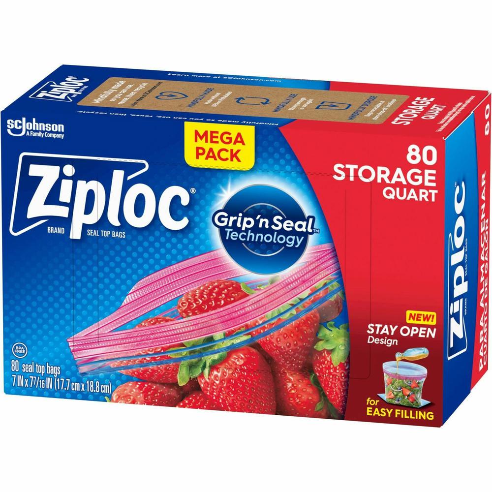 Ziploc&reg; Stand-Up Storage Bags - 1 quart Capacity - Blue - Kitchen, Storage - 80 / Box. Picture 6