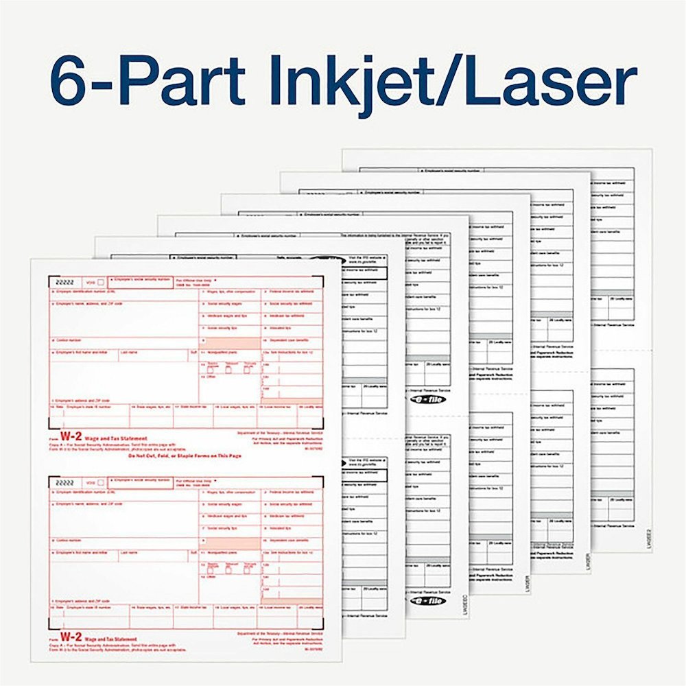TOPS W2 Laser Forms 6-part Tax Kit - 6 Part - Carbonless Copy - 8" x 5.50" Form Size - Letter - White Sheet(s) - 1 Pack. Picture 9