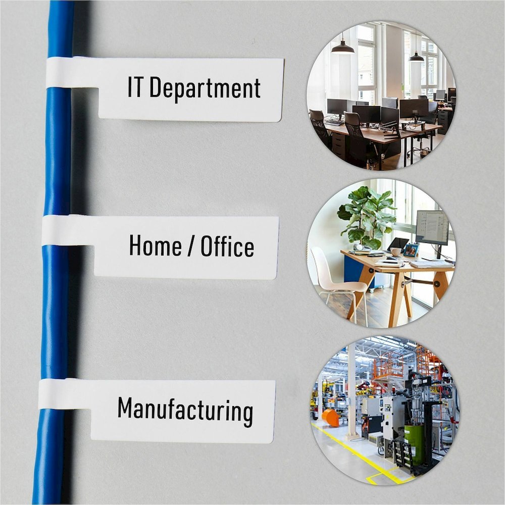 Avery&reg; Cable Labels, P-Style, 1.02" x 3.3" , 300 Total (61540) - Waterproof - 1 1/64" Width x 3 19/64" Length - Permanent Adhesive - P-shaped - Laser, Inkjet - White - Film - 30 / Sheet - 10 Total. Picture 6