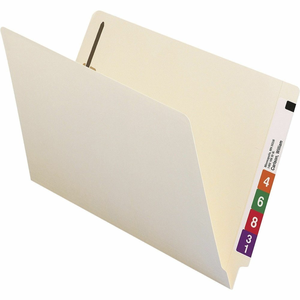 Smead Straight Tab Cut Legal Recycled Fastener Folder - 8 1/2" x 14" - 3/4" Expansion - 2 x 2B Fastener - 2" for Folder - End Tab Location - 11 pt. - 2 Plys - Manila - Embossed - 10% Recycled - 50 / B. Picture 5