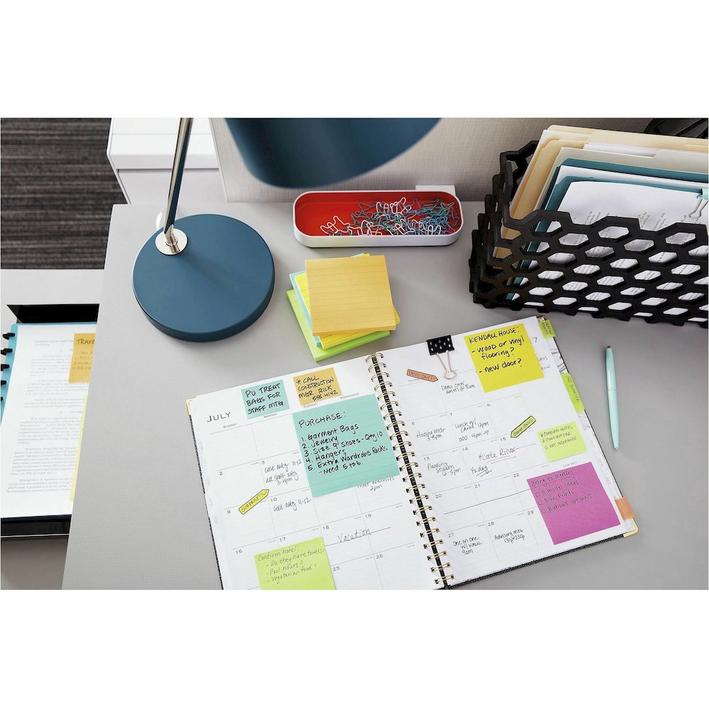 Post-it&reg; Notes - Floral Fantasy Color Collection - 1400 - 3" Flag/Note Width x 3" Flag/Note Length - Square - 100 Sheets per Pad - Unruled - Limeade, Citron, Iris Infusion, Positively Pink, Blue P. Picture 6