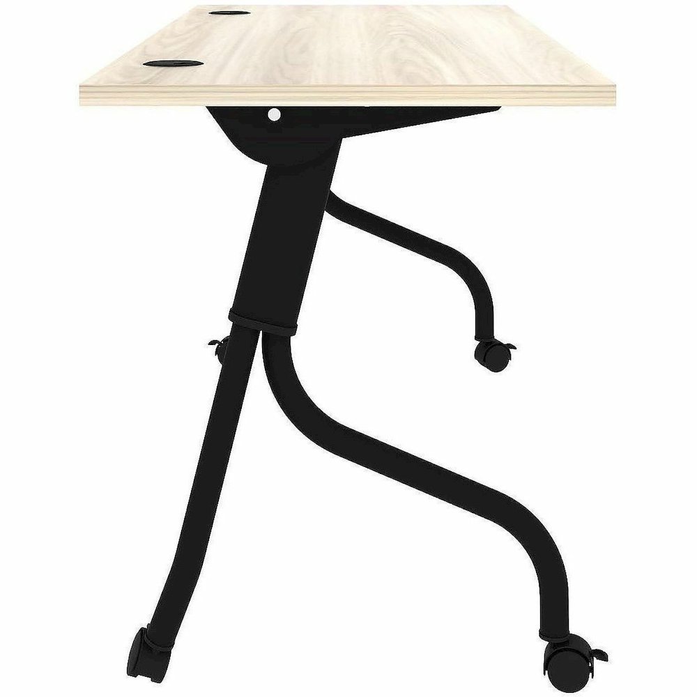 Lorell Modern Elm/Black Flip-Up Training Tables - Melamine Top - Black Four Leg Base - 4 Legs - 60" Table Top Width x 23.60" Table Top Depth - 29.50" Height - Training - Assembly Required - Modern Elm. Picture 8