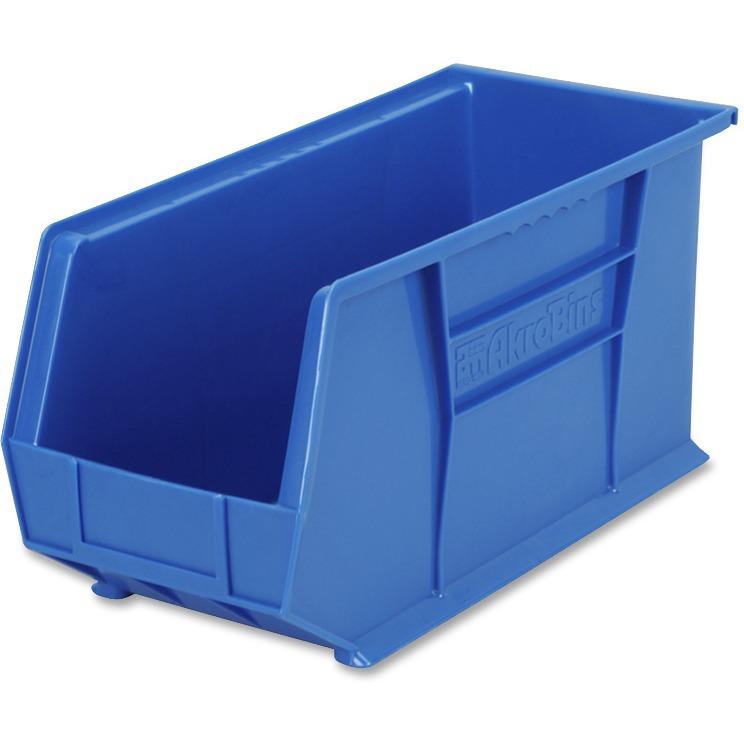 Akro-Mils AkroBin - 9" Height x 8.3" Width x 18" Depth - Unbreakable, Water Proof, Stackable, Corrosion Proof - Blue - Polymer - 1 Each. Picture 4