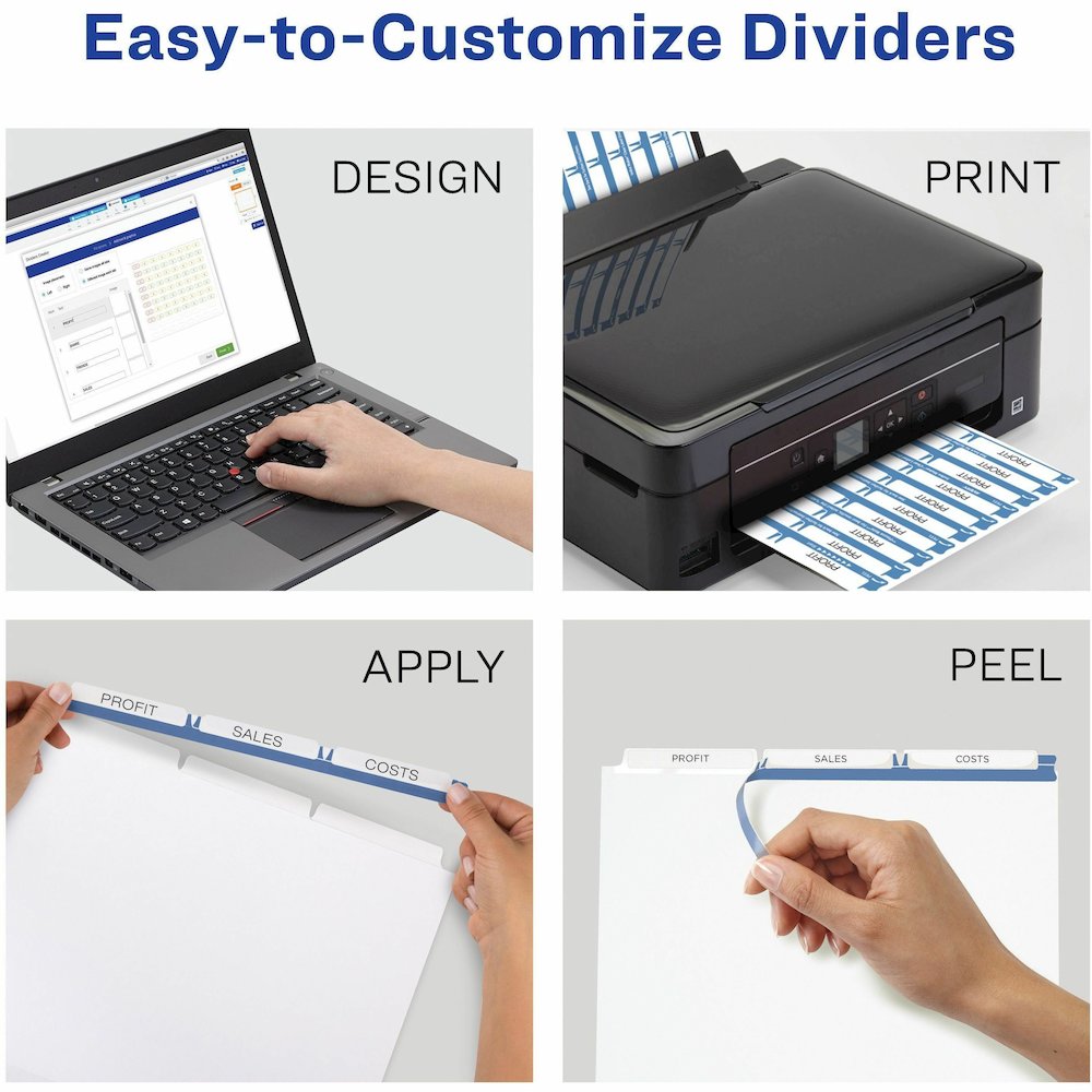 Avery&reg; Print & Apply Clear Label Dividers - Index Maker Easy Apply Label Strip - 15 x Divider(s) - 3 Blank Tab(s) - 3 Tab(s)/Set - 8.5" Divider Width x 11" Divider Length - Letter - 3 Hole Punched. Picture 3