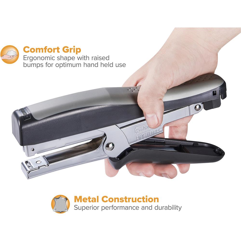 Bostitch Standard Plier Stapler - 20 of 20lb Paper Sheets Capacity - 210 Staple Capacity - Full Strip - 1/4" Staple Size - 1 Each - Black, Gray. Picture 2
