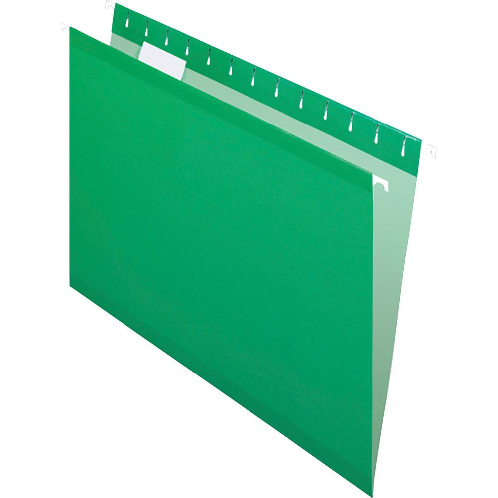 Pendaflex 1/5 Tab Cut Letter Recycled Hanging Folder - 8 1/2" x 11" - Bright Green - Reinforced - 10% Recycled - 25 / Box. Picture 3