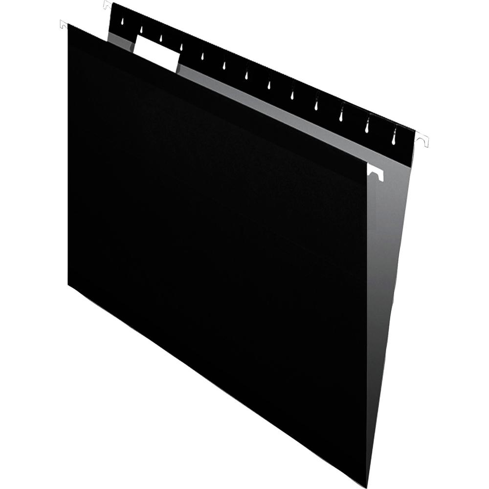 Pendaflex 1/5 Tab Cut Letter Recycled Hanging Folder - 8 1/2" x 11" - Black - Reinforced - 10% Recycled - 25 / Box. Picture 2