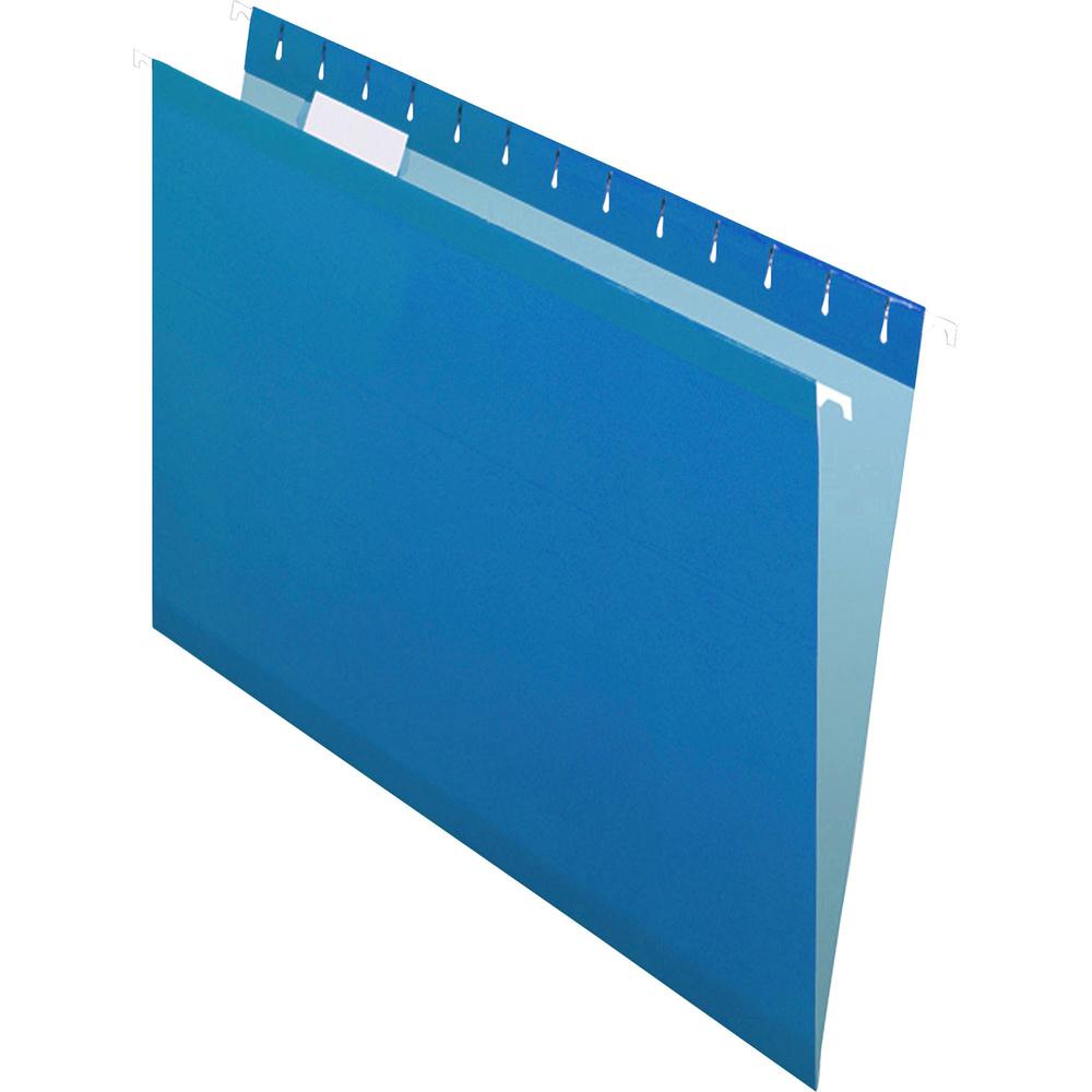 Pendaflex 1/5 Tab Cut Letter Recycled Hanging Folder - 8 1/2" x 11" - Blue - Reinforced - 10% Recycled - 25 / Box. Picture 2