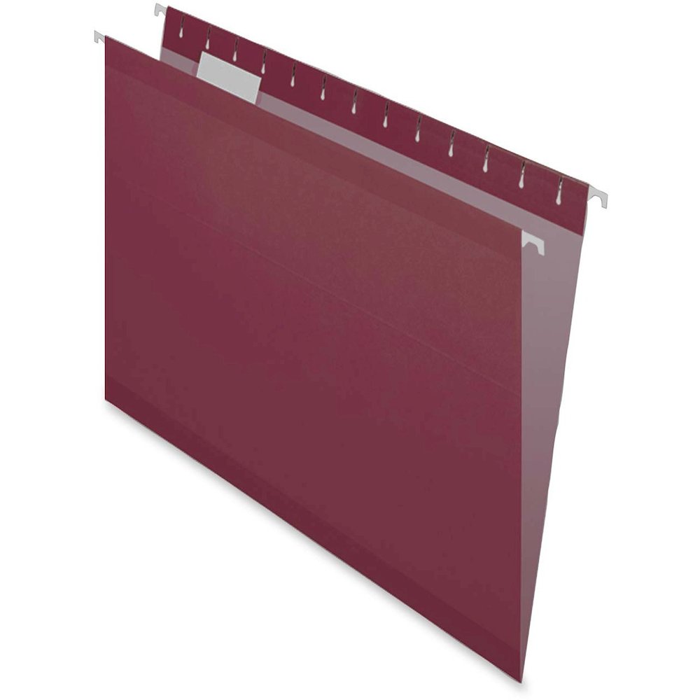 Pendaflex 1/5 Tab Cut Letter Hanging Folder - 8 1/2" x 11" - Burgundy - Reinforced - 25 / Box. Picture 3