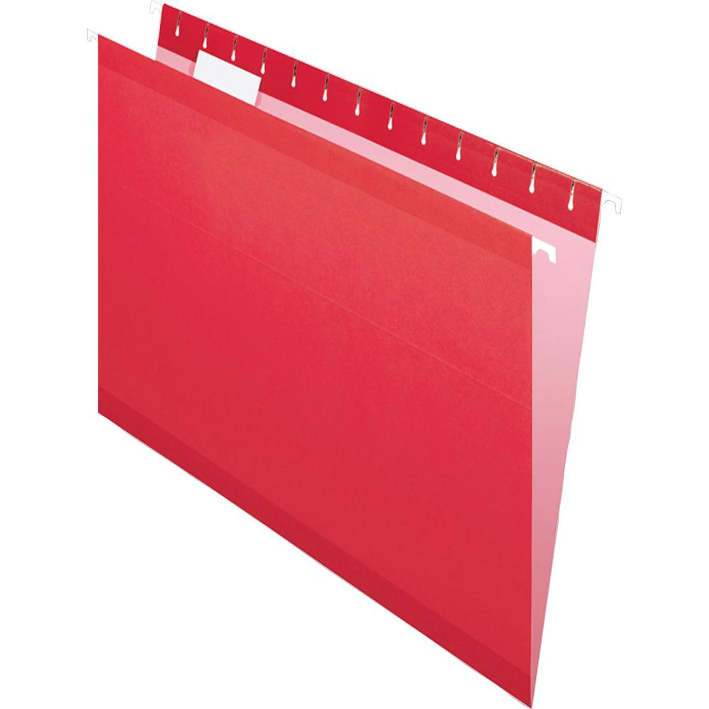 Pendaflex 1/5 Tab Cut Letter Recycled Hanging Folder - 8 1/2" x 11" - Red - Reinforced - 10% Recycled - 25 / Box. Picture 4