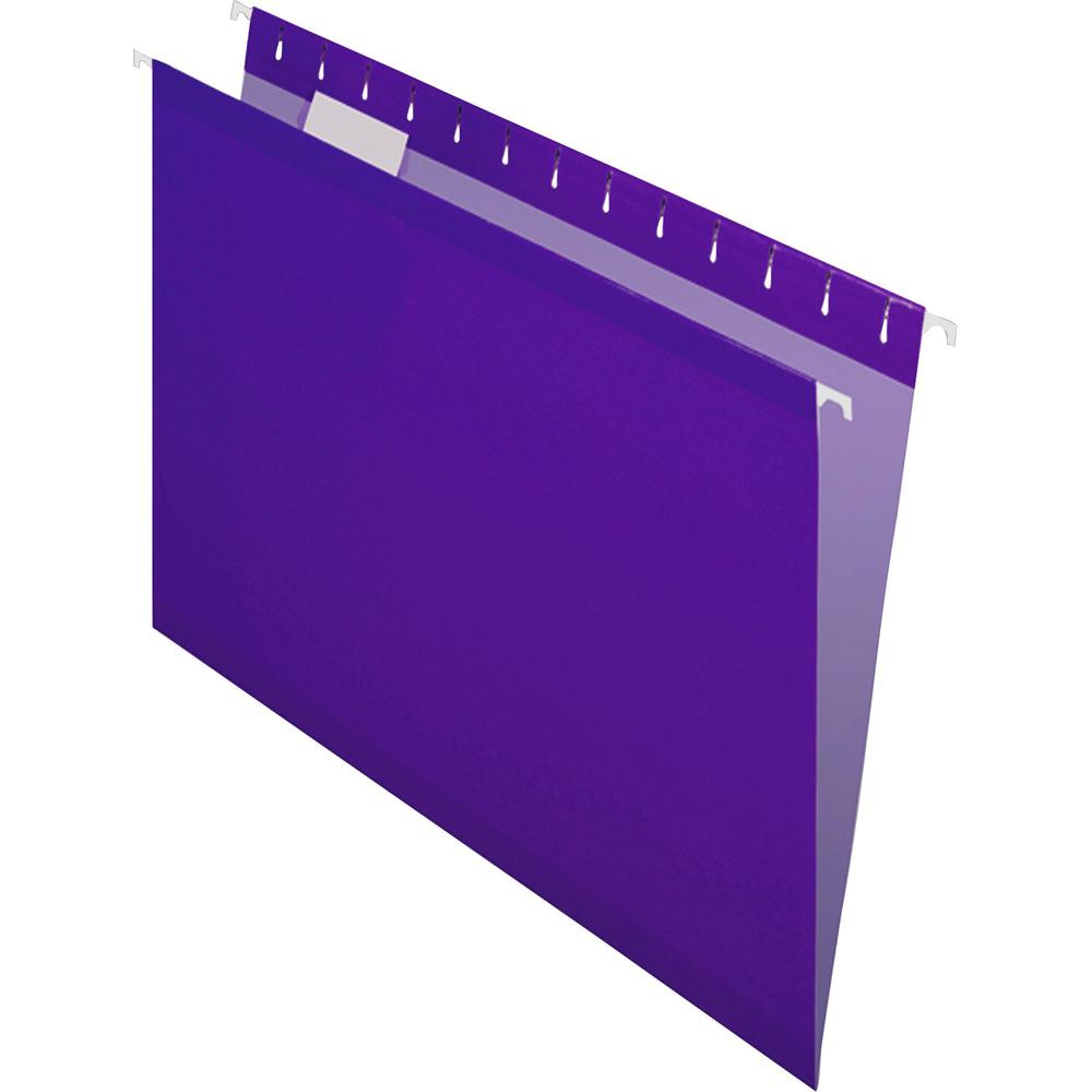 Pendaflex 1/5 Tab Cut Letter Recycled Hanging Folder - 8 1/2" x 11" - Violet - Reinforced - 10% Recycled - 25 / Box. Picture 3