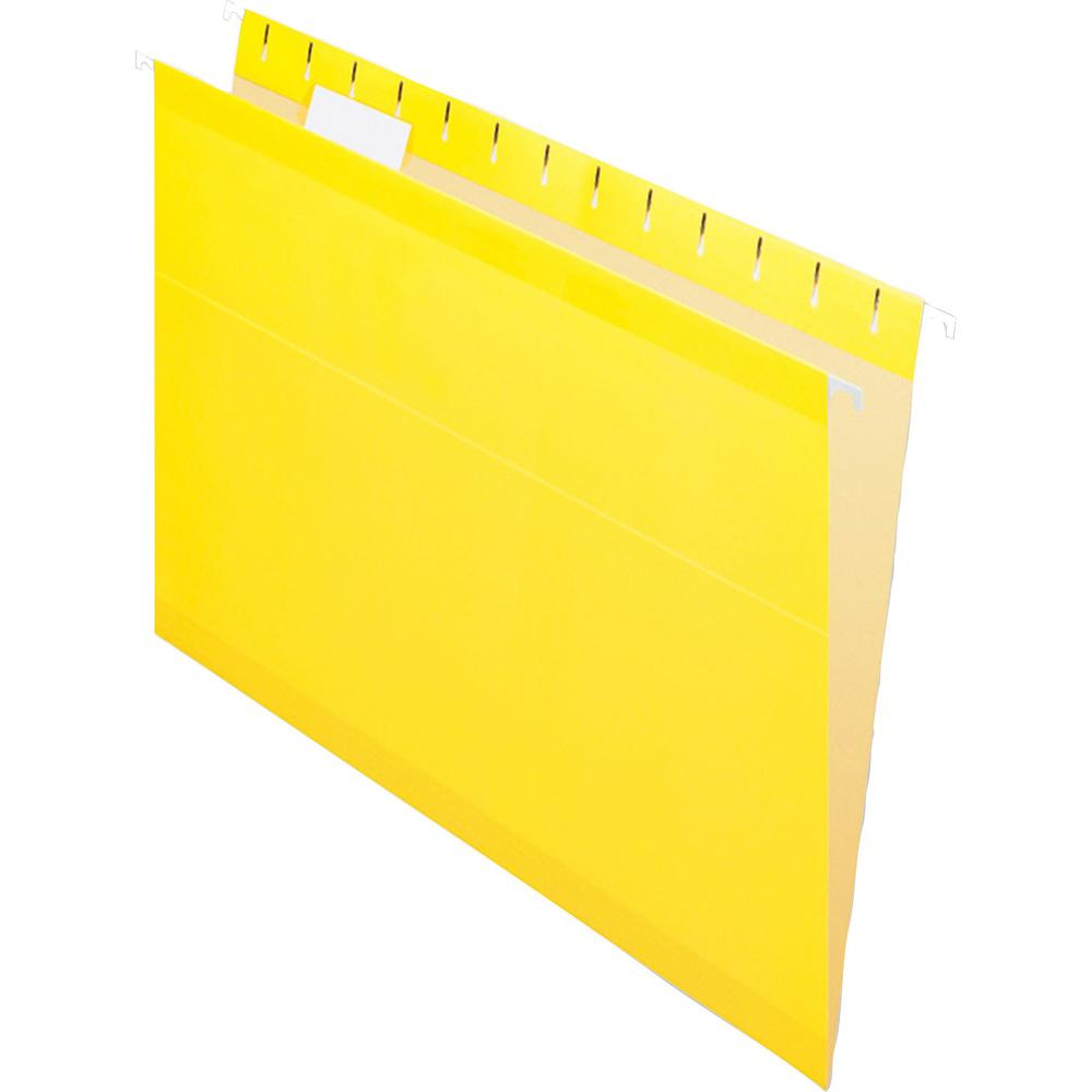 Pendaflex 1/5 Tab Cut Letter Recycled Hanging Folder - 8 1/2" x 11" - Yellow - Reinforced - 10% Recycled - 25 / Box. Picture 3