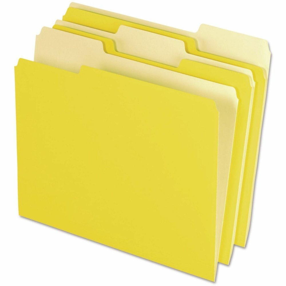Pendaflex 1/3 Tab Cut Letter Top Tab File Folder - 8 1/2" x 11" - Yellow - 100 / Box. Picture 4