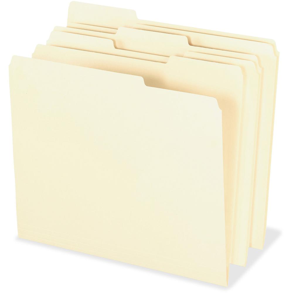 Pendaflex 1/3 Tab Cut Letter Recycled Top Tab File Folder - 8 1/2" x 11" - Top Tab Location - Assorted Position Tab Position - Manila - 10% Recycled - 100 / Box. Picture 3