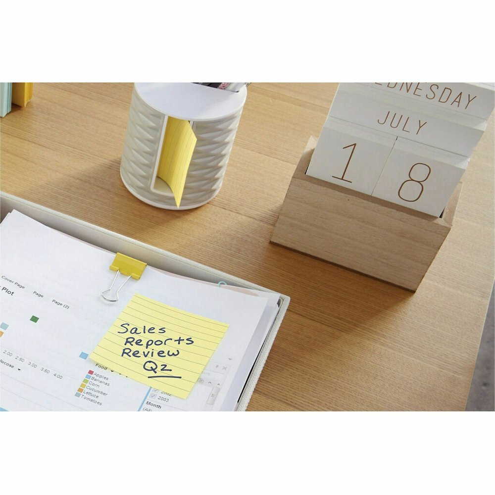 Post-it&reg; Original Lined Notes, Canary Yellow, 3" x 5" , 100 Sheets/Pad, 12 Pads/PK - 1200 x Canary Yellow - 3" Flag/Note Width x 5" Flag/Note Length - Rectangle - 100 Sheets per Pad - Ruled - Cana. Picture 6