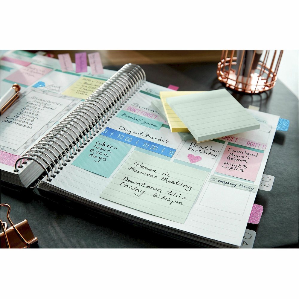 Post-it&reg; Notes - Beachside Caf&eacute; Color Collection - 1200 - 1 3/8" Flag/Note Width x 1 7/8" Flag/Note Length - Rectangle - 100 Sheets per Pad - Unruled - Fresh Mint, Aqua Splash, Sunnyside, P. Picture 5