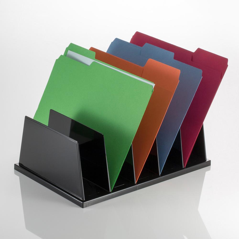Officemate Desktop Sorter - 5 Compartment(s) - 9" Height x 13.5" Width x 5" DepthDesktop - Black - Plastic - 1 Each. Picture 5