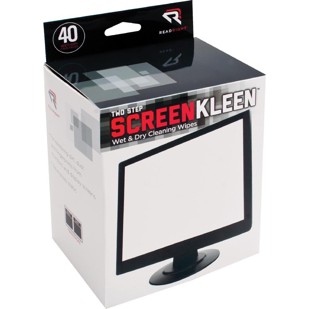 Read Right Kleen & Dry Screen Cleaners - For Display Screen - Pre-moistened, Lint-free, Anti-static - 80 / Box. Picture 5