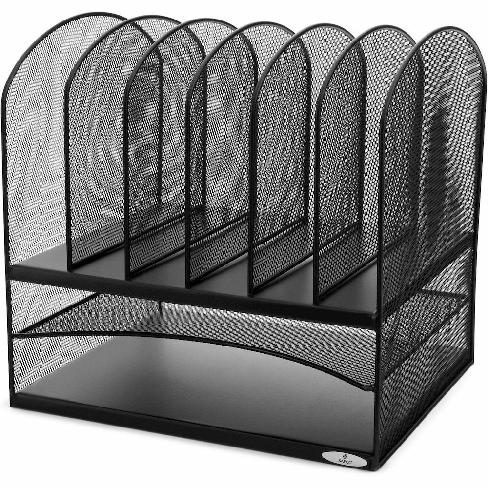 Safco Onyx 2 Horizontal/6 Upright Desk Organizer - 8 Compartment(s) - 13" Height x 13.25" Width x 11.50" Depth - Desktop - Black - Steel - 1 Each. Picture 8