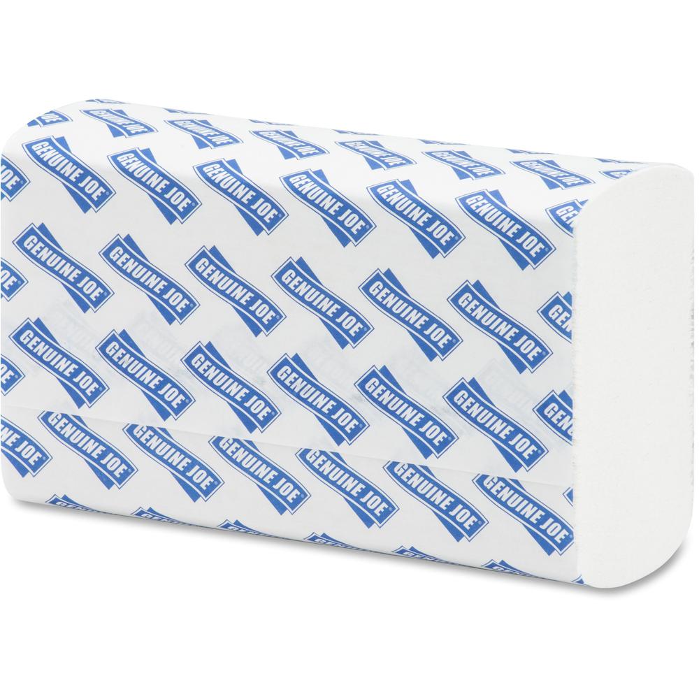 Genuine Joe Paper Towel Multi fold 250 sheets White - 1 Ply - Multifold - 9.20" Width x 9.40" Length - embossed design - White - Paper, Fiber - 250 Sheets/Pack - 16 / Carton. Picture 5